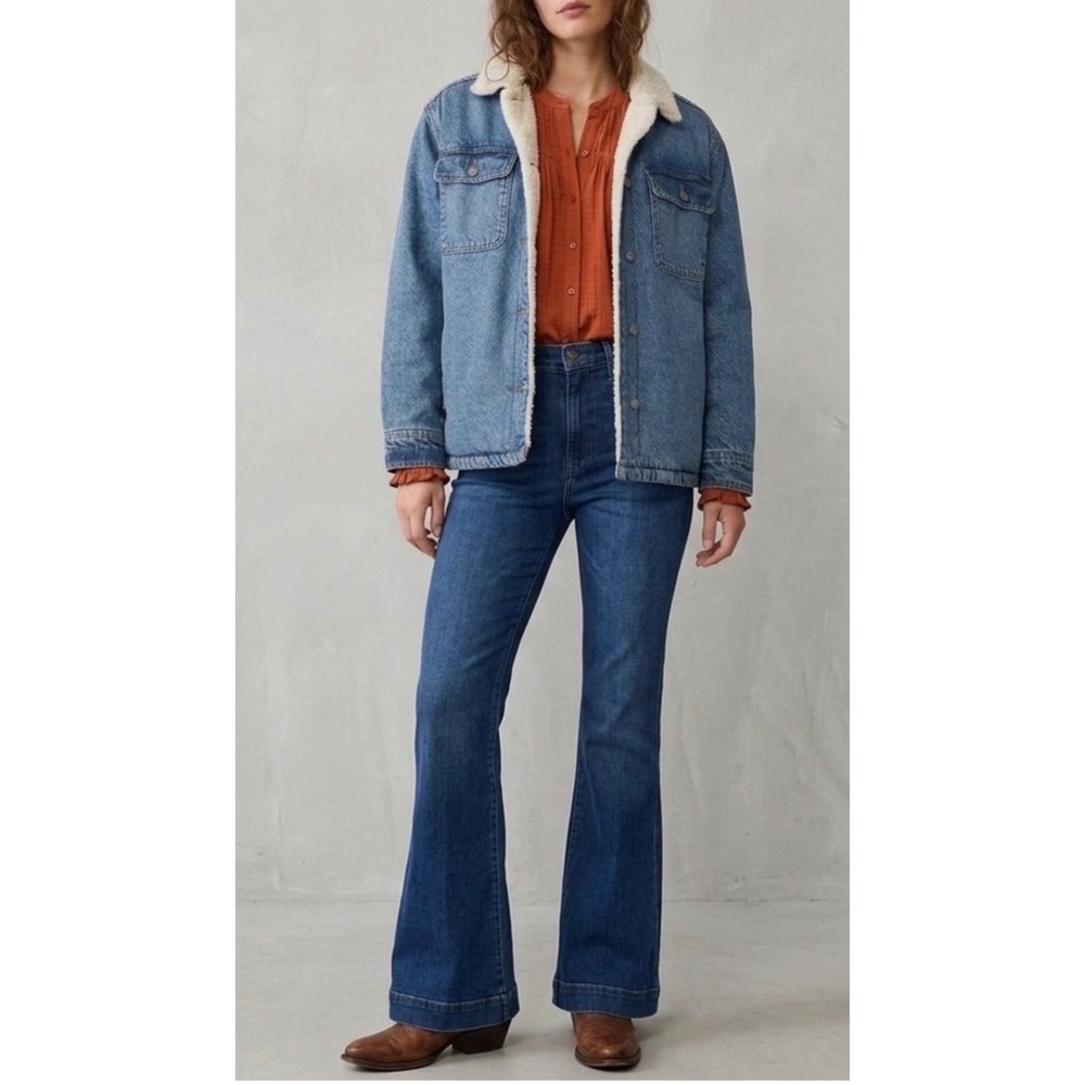 Old Navy Boyfriend Plus Sherpa Lined Denim barn chore Jacket Medium Wash 3X - Picture 2 of 9